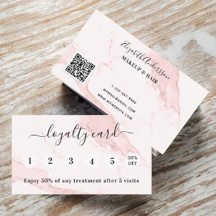 Carte De Fidélité Code qr en marbre rose clair élégant