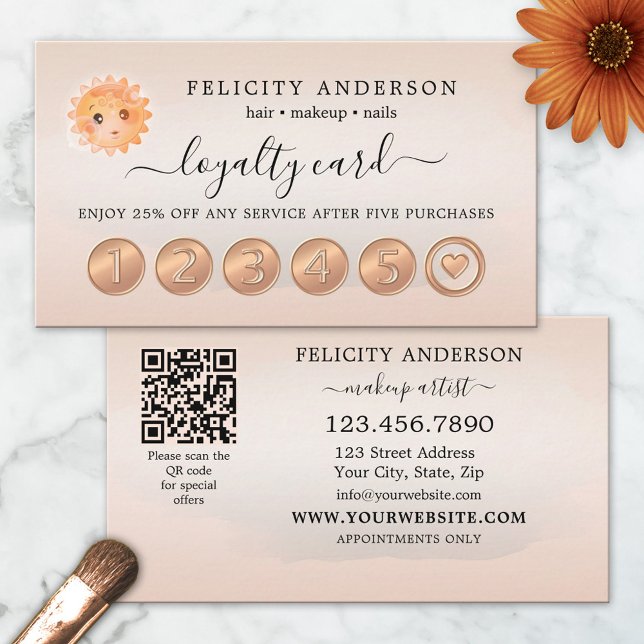 Carte de fidélité Code QR Logo Peach Beauty (Créateur téléchargé)