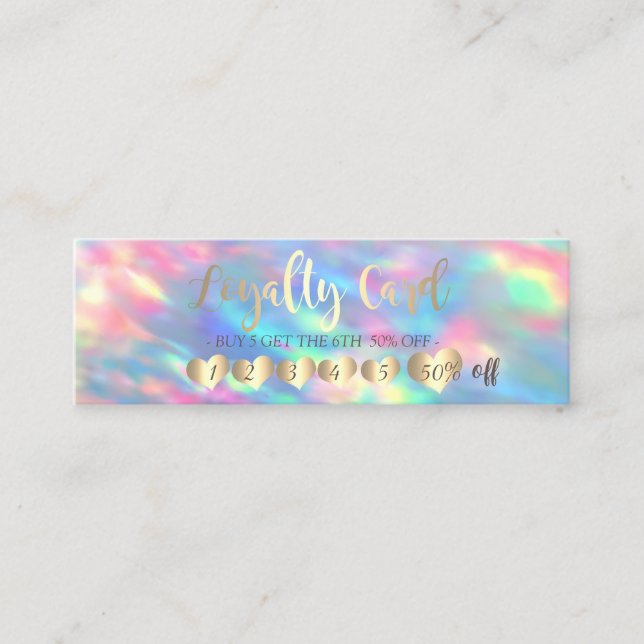 Carte De Fidélité Cœurs Professionnels Opale Iridescent Holographiqu (Devant)
