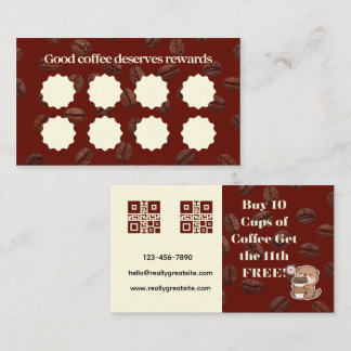 Carte De Fidélité Coffee Loyalty Card - Buy 10 Get 1 Free Rewards