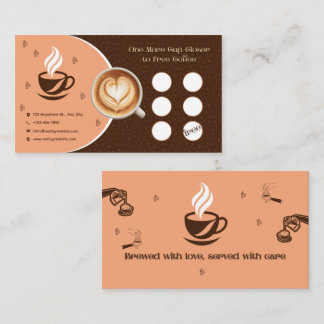 Carte De Fidélité Coffee Loyalty Punch Card Heart Latte Art Cafe