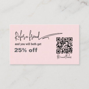 Carte De Fidélité Coiffeur à ongles de couleur rose noire QR Code Ca