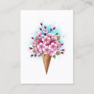 Carte De Fidélité Cône de gaufre glacé Sakura rose