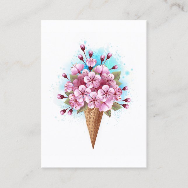Carte De Fidélité Cône de gaufre glacé Sakura rose (Devant)