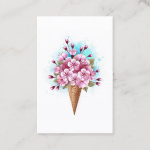 Carte De Fidélité Cône rose Sakura crème glacée gaufre