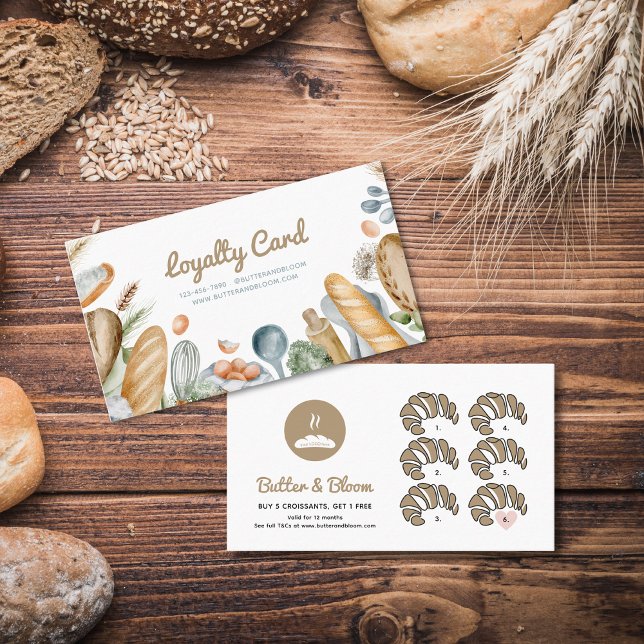 Carte De Fidélité Croissant Gratuit Boulangerie Boho (Free Croissant Boho Bakery Loyalty Card)