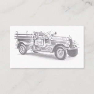 Carte De Fidélité croquis au crayon de camion de pompiers vintage de