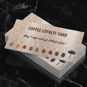 Carte De Fidélité Cuisine Coffee Beans Gold Parties scintillant Café