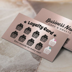 Carte De Fidélité Cuisine Cupcakes Pâtisserie Boulangerie Rose Or Fi