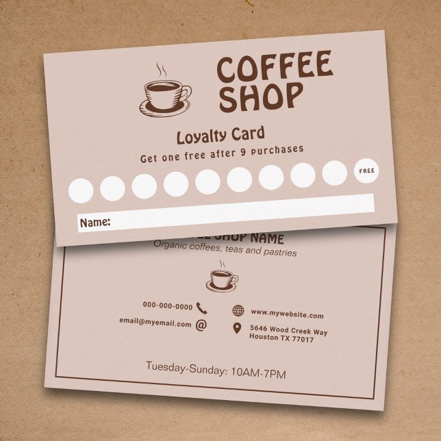 Carte de fidélité Cup & Coffee Shop (Cup & Coffee Shop Loyalty Card)