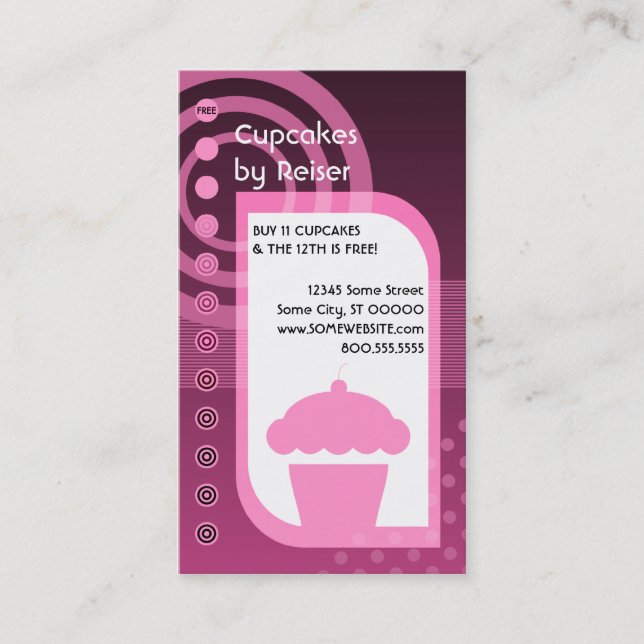 Carte De Fidélité cupcake loyauté rose (Devant)