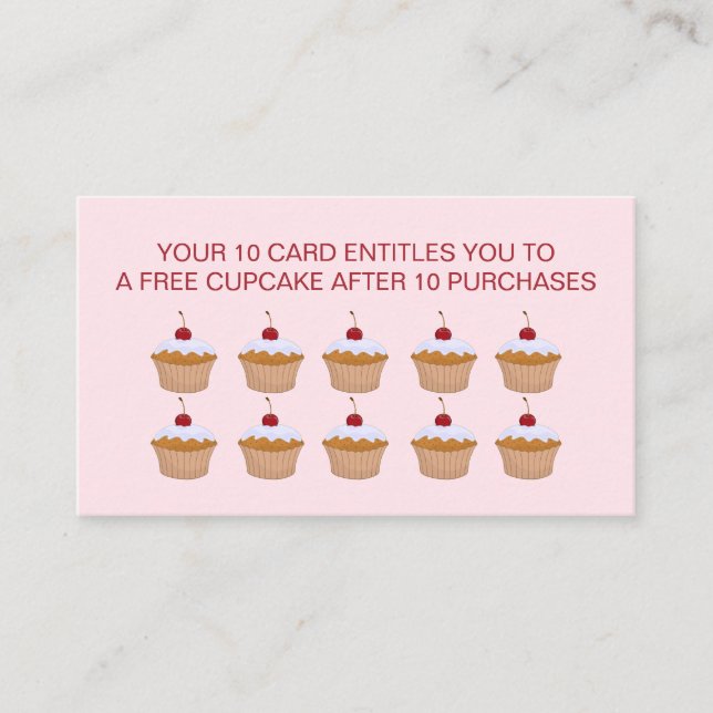 Carte De Fidélité Cupcakes À La Cerise Sur Le Dessus Cupcake Gratuit (Devant)