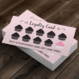 Carte De Fidélité Cupcakes Pastry Bakery Blush Pink Loyalty Reward