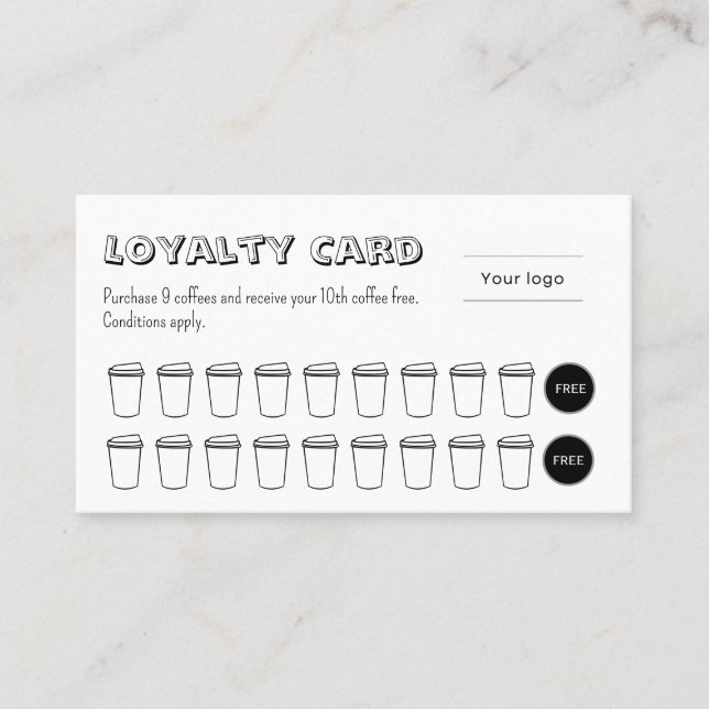 Carte De Fidélité Cute and Fun Coffee Loyalty Card (Devant)