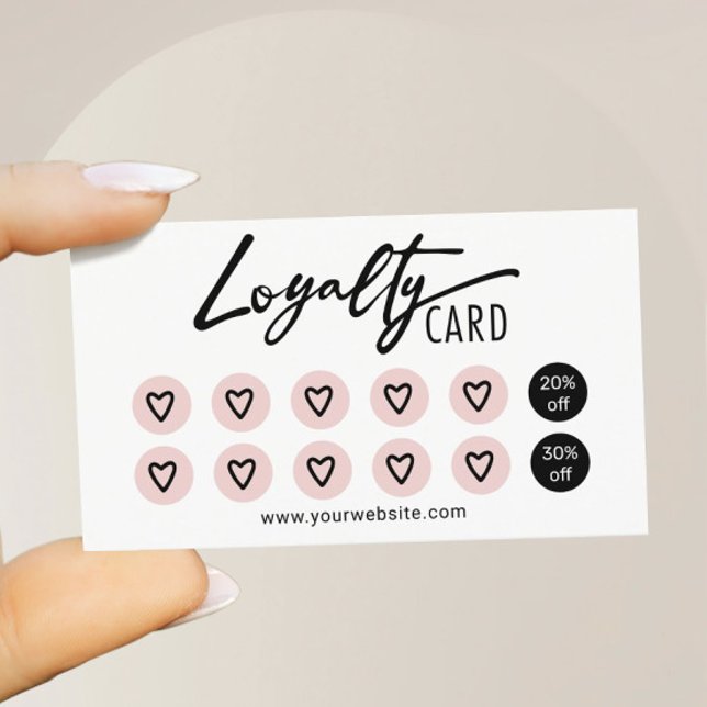 Carte De Fidélité Cute Rose Hearts Beauté Salon Spa Loyauté (Créateur téléchargé)