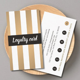 Carte de fidélité de beauté Faux Gold Black Stripe