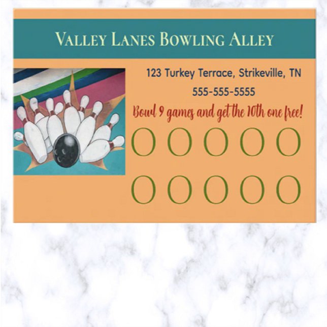 Carte de fidélité de bowling modifiable (Créateur téléchargé)