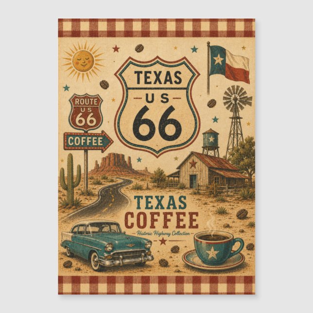 Carte de fidélité de café Texas Route 66 de style  (Devant)