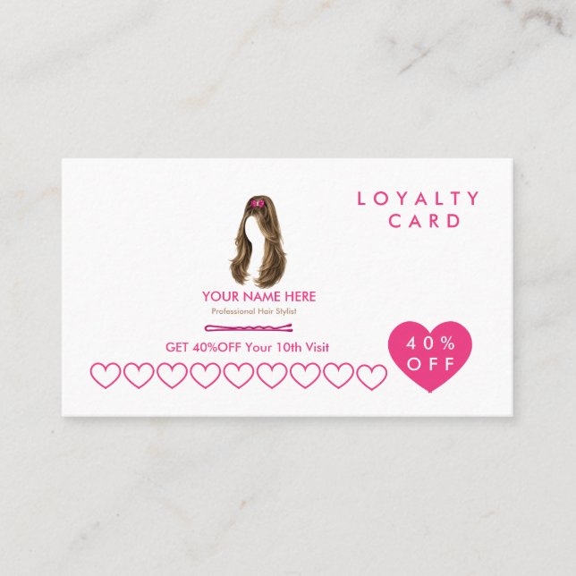 Carte de Fidélité de Coiffeur Personnalisée (Devant)