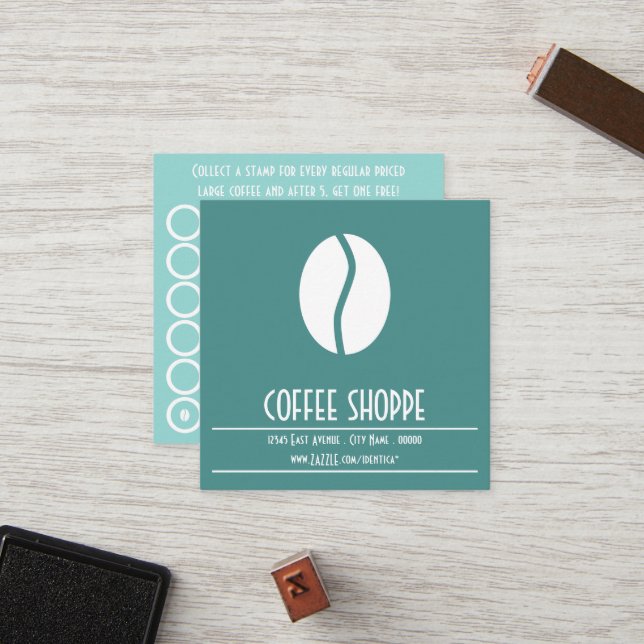 carte de fidélité de grains de café (Devant/Arrière en situation)