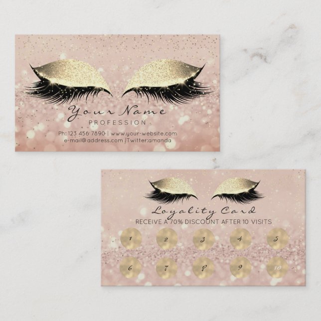 Carte de fidélité de l'extension Rose de maquillag (Devant / Derrière)