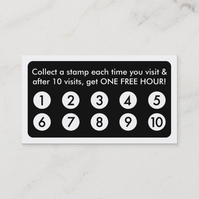 carte de fidélité de SALLE DE BILLARD de mod (Dos)