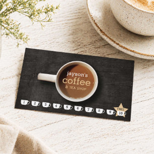 Carte de fidélité de salon de café sur bois noir a