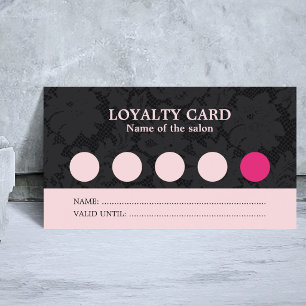 Carte de fidélité de salon en dentelle rose noir C