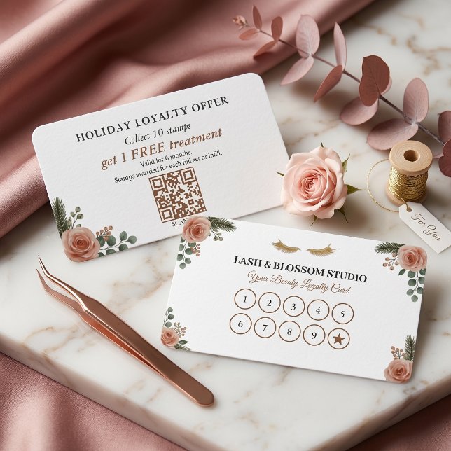 Carte de fidélité de vacances Lash Tech Botanique (Lash Tech Holiday Loyalty Punch Card Botanical
)