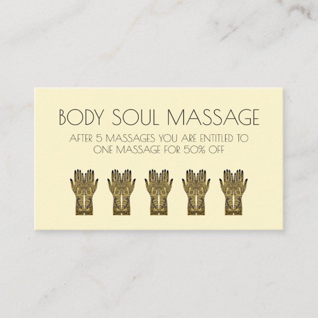 Carte De Fidélité Design mains henné Mehndi (Devant)