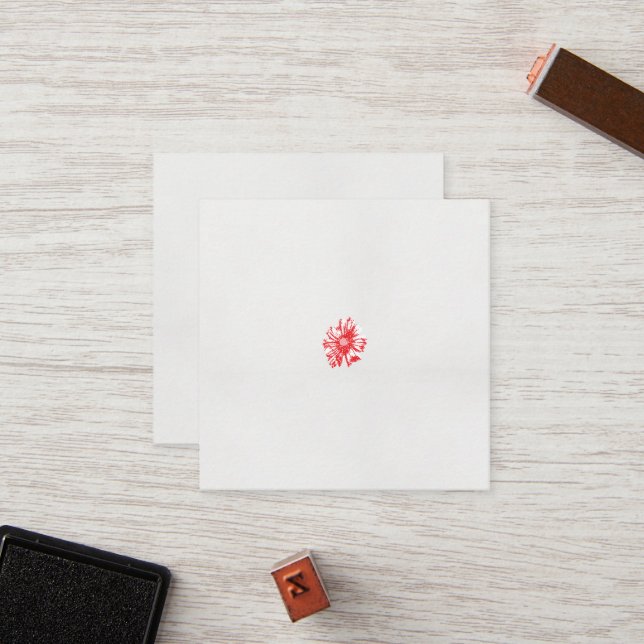 Carte De Fidélité dessin d'une fleur rouge sur un arrière - plan bla (Devant/Arrière en situation)