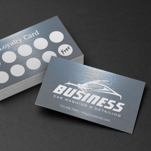 Carte De Fidélité Détail automatique Cool de lavage de voiture Blue  (Créateur téléchargé)