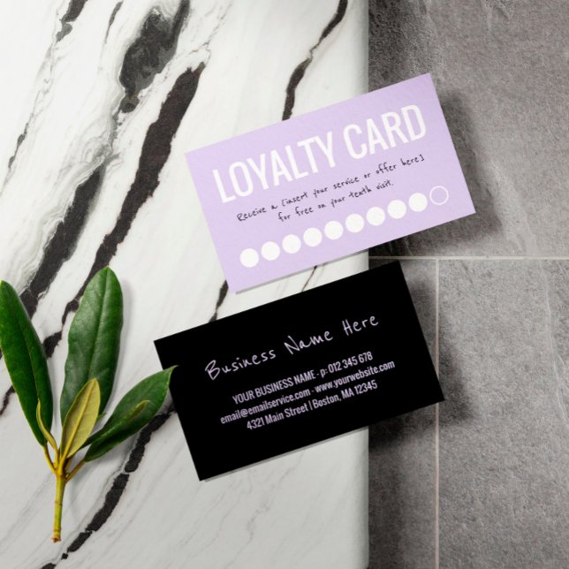 Carte de Fidélité Dix Visites Violet Noir Blanc (Créateur téléchargé)