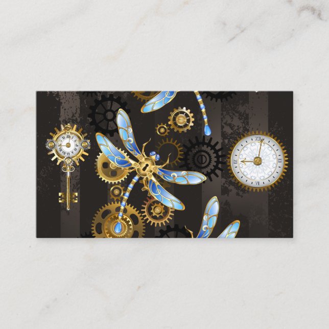 Carte De Fidélité Dragonflies de Steampunk sur arrière - plan rayé b (Devant)