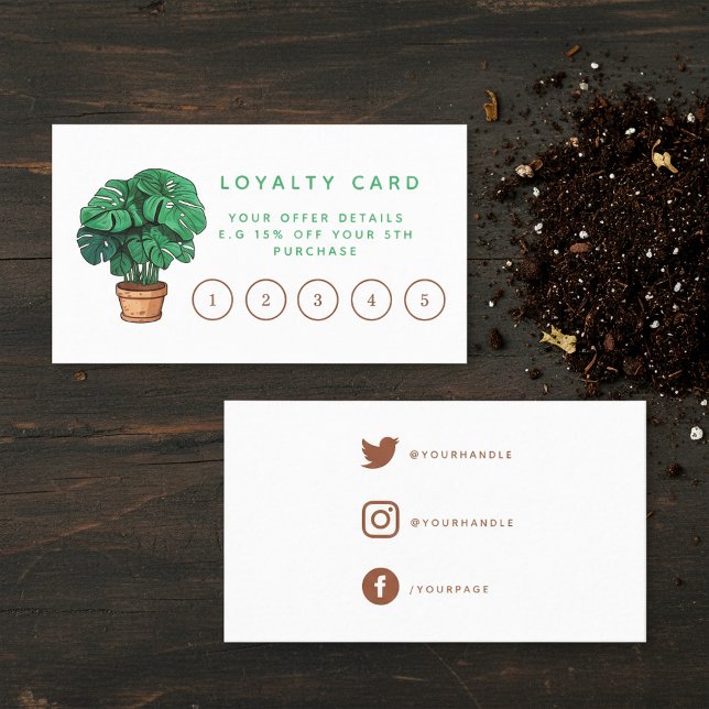 Carte de fidélité du magasin plante de la maison. (House plant shop loyalty card.)
