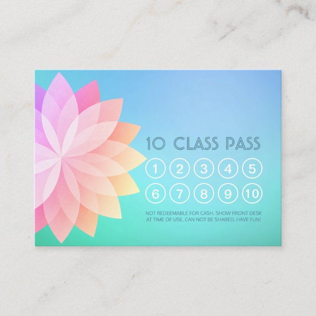 Carte de fidélité du pass pour la classe Yoga Mand (Devant)