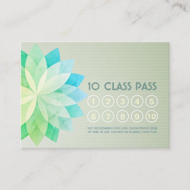 Carte de fidélité du pass pour la classe Yoga Mand (Devant)