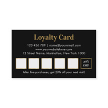 Elegant black and gold PMU Loyalty Card