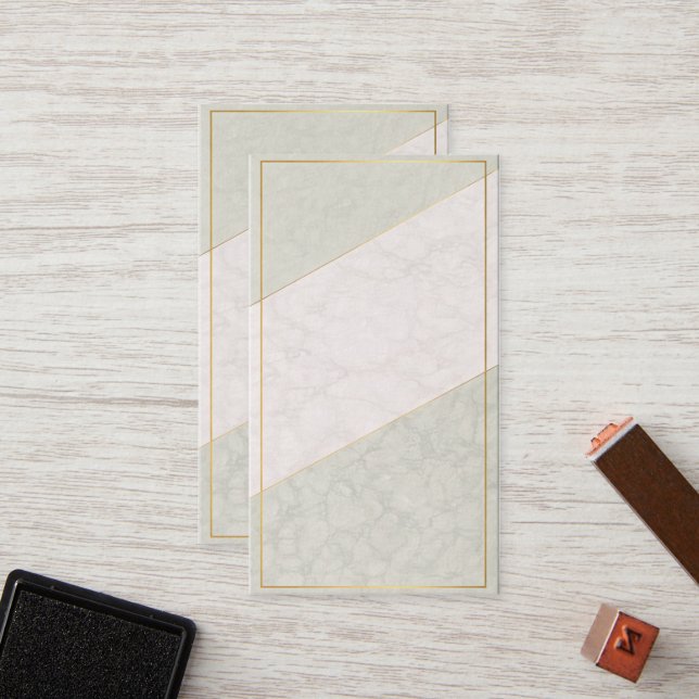 Carte De Fidélité Elegant Blank Loyalty Card – Sage & Gold (Devant/Arrière en situation)