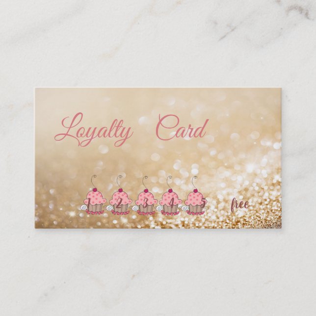 Carte de fidélité Elegant Cupcakes avec Bokeh scin (Devant)