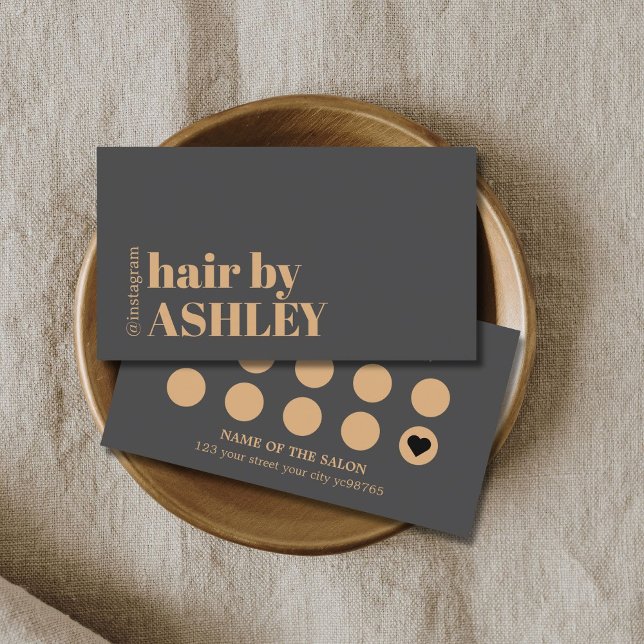 Carte De Fidélité Elegant Dark Grey Faux Golden Hair Salon (Créateur téléchargé)
