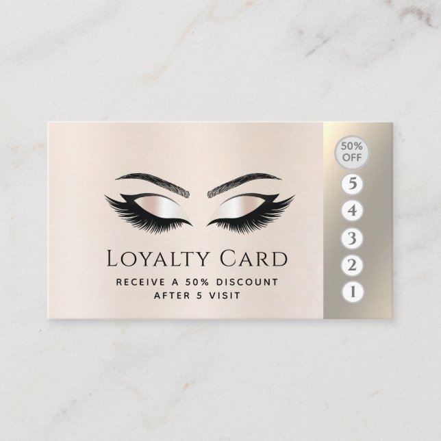 Carte De Fidélité Elégant luxe perle métallique cils maquillage yeux (Devant)