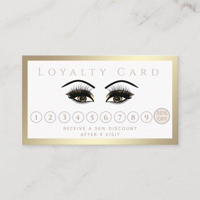 Carte De Fidélité Elégant luxueux lashes or lumineux yeux maquillage (Devant)