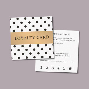 Carte De Fidélité Elégant noir pointillé Faux Gold Stripe Beauté