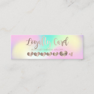 Carte De Fidélité Élégant Professionnel Cœurs en Or Rose Holographiq