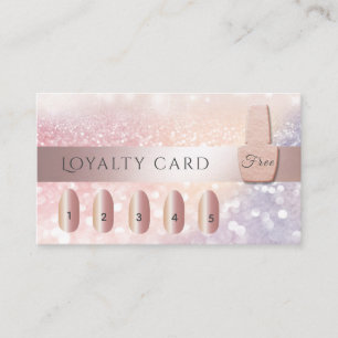 Carte De Fidélité Élégant rose doux vernis à ongle doré glittery