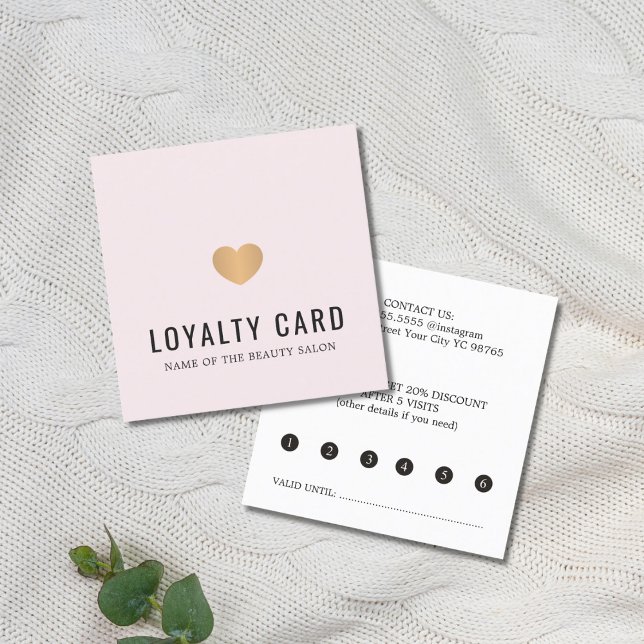 Carte De Fidélité Elégant Rose Gold Heart Beauty Salon (Créateur téléchargé)