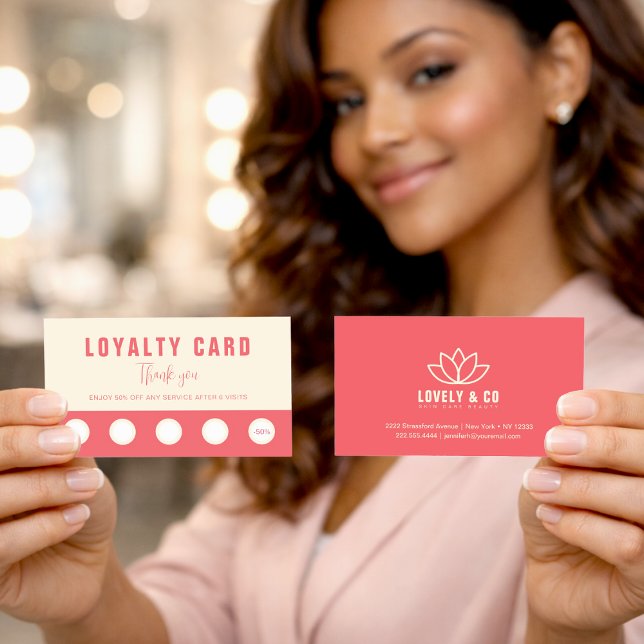 Carte De Fidélité Elegant Rose & Ivory Beauty Loyalty & Rewards Card (Créateur téléchargé)