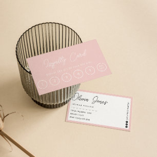 Carte De Fidélité Élégant rose Neutre tendance Fille moderne 6 Punch