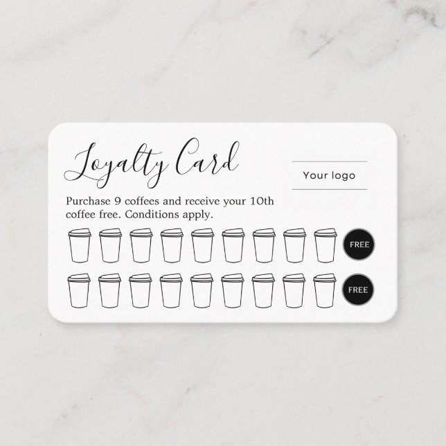 Carte De Fidélité Elegant Typography Coffee Loyalty Card (Devant)